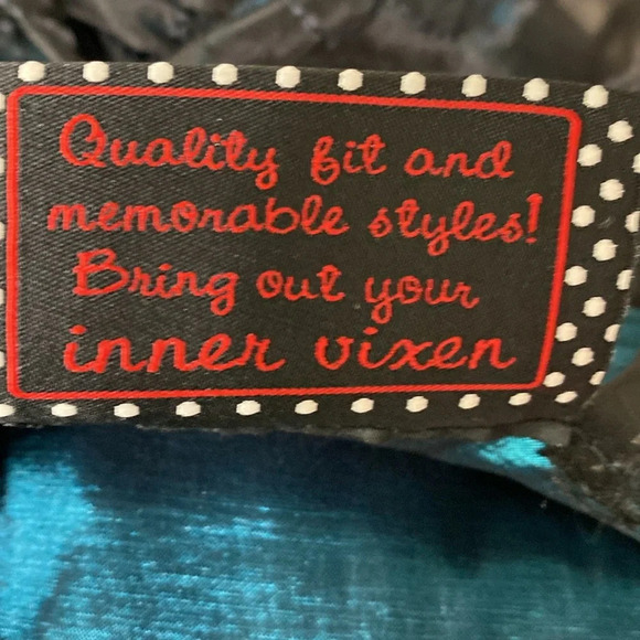 Voodoo Vixen NEW Black Teal Embroidered Lace Overlay Witchy Retro Pin Up Dress S - Picture 15 of 15